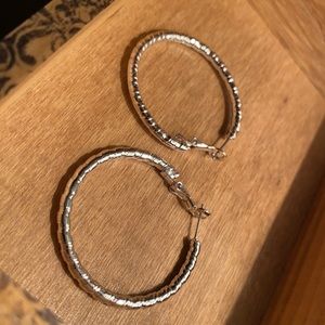 Silver Ribbed-Hoops